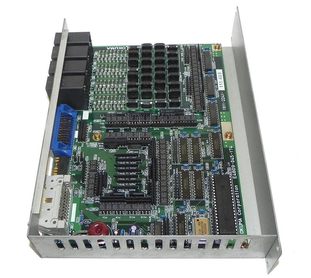 Used OKUMA E4809-045-174 PC BOARD W/MULTIPLE COMPONENTS FUB-P4M4, 1911-2241-111.693