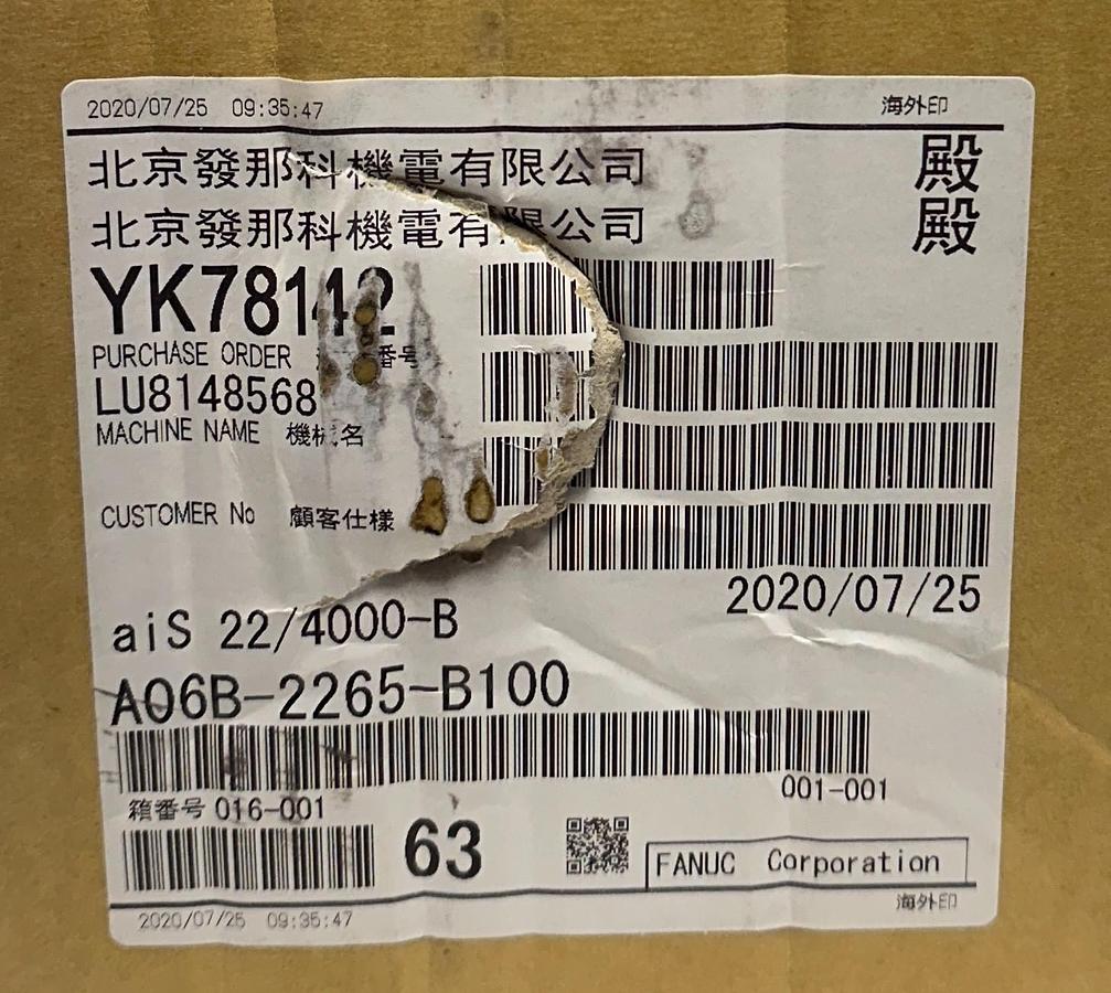 Used FANUC A06B-2265-B100 / aiS 22/4000-B AC SERVO MOTOR w/ PULSECODER aiA4000 NSMP