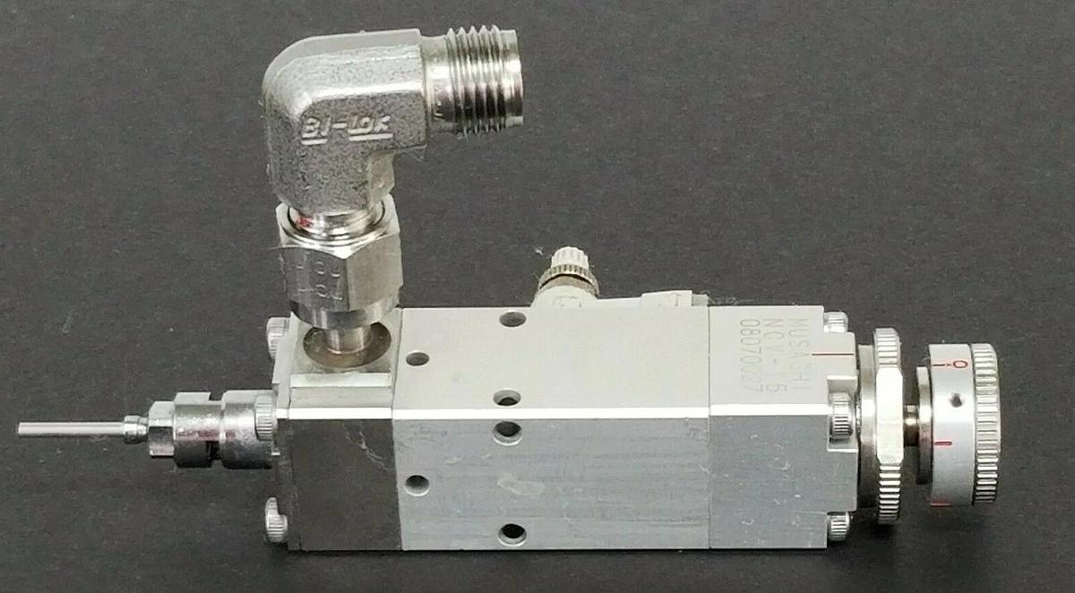 Used MUSASHI NCV-15 PNEUMATIC NEEDLE CONTROL DISPENSE VALVE 08070027 NCV15
