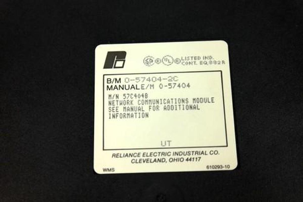 Used RELIANCE ELECTRIC 57C404B NETWORK COMM MODULE 0-57404-2C 57C-404B 0574042C