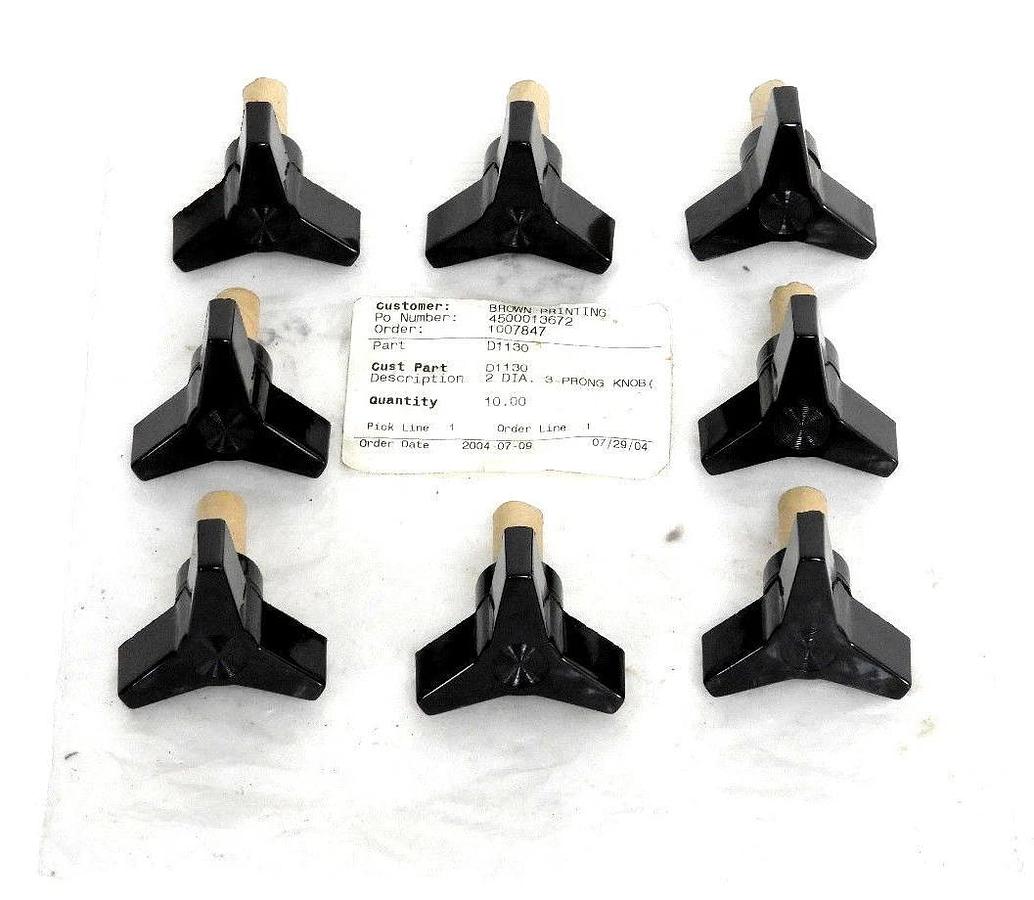 LOT OF 8 NEW GENERIC D1130 2'' DIA. 3-PRONG KNOBS PLASTIC