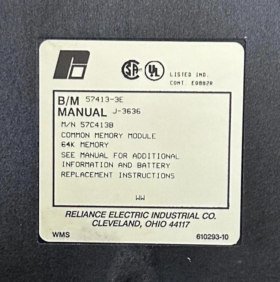 Used RELIANCE ELECTRIC 57C413B / 57413-3E AUTOMAX COMMON MEMORY MODULE 64K