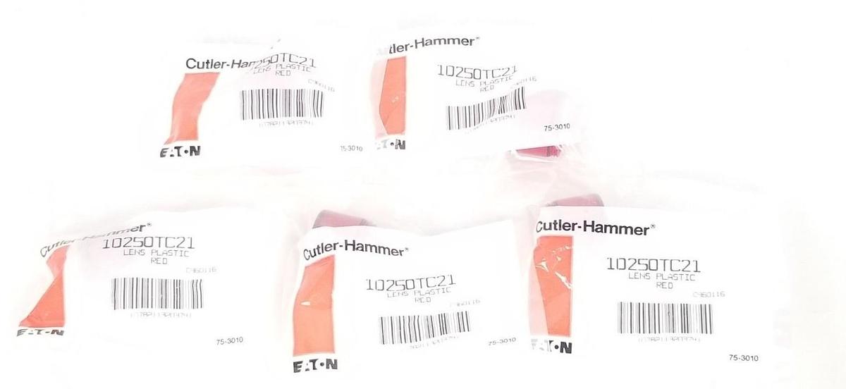 Used LOT OF 5 NEW EATON CUTLER-HAMMER 10250TC21 LENS PLASTIC RED