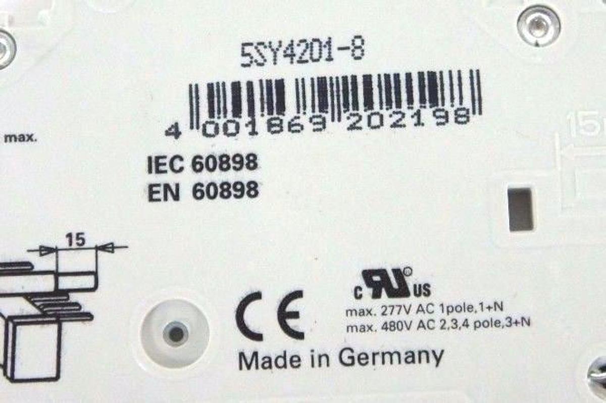NIB SIEMENS 5SY4201-8 CIRCUIT BREAKER 1A, 2P
