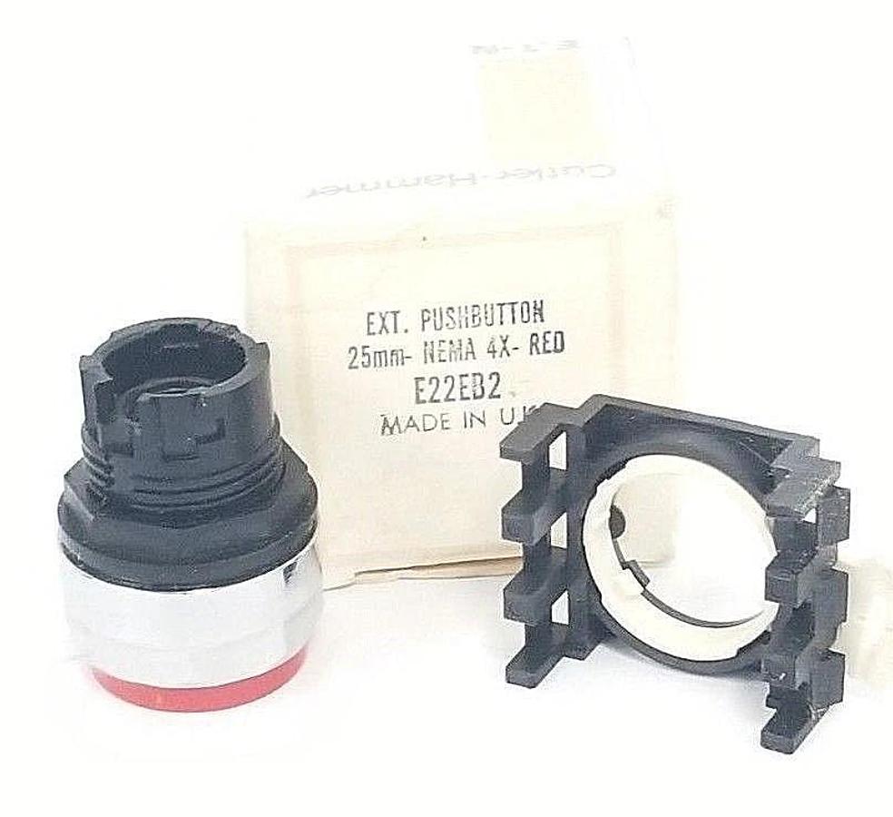 NIB EATON CUTLER-HAMMER E22EB2 EXT. PUSHBUTTON 25MM NEMA 4X RED
