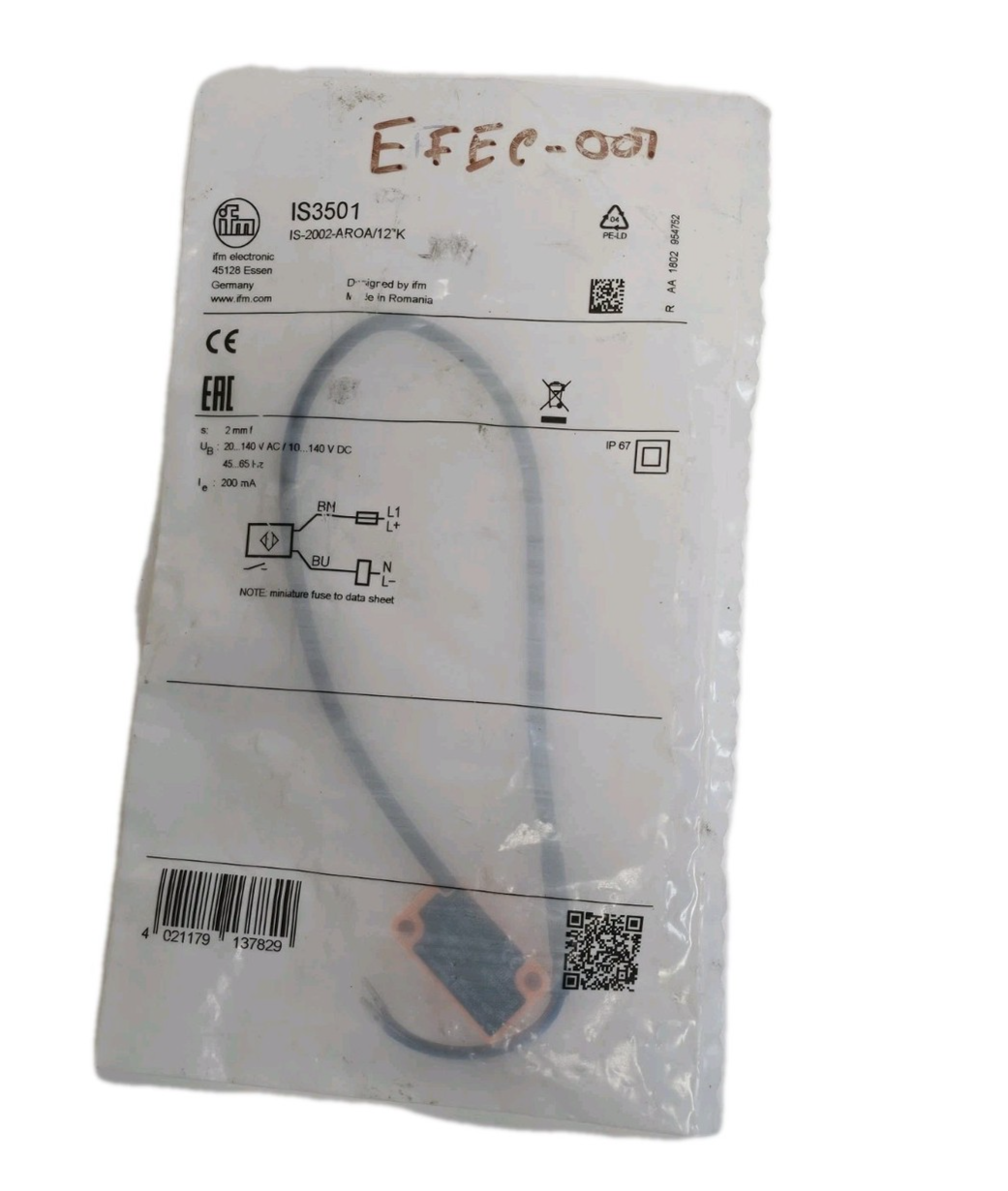 NEW IFM IS-2002-AROA/12"K INDUCTIVE SENSOR IS3501 2MM SENSING RANGE