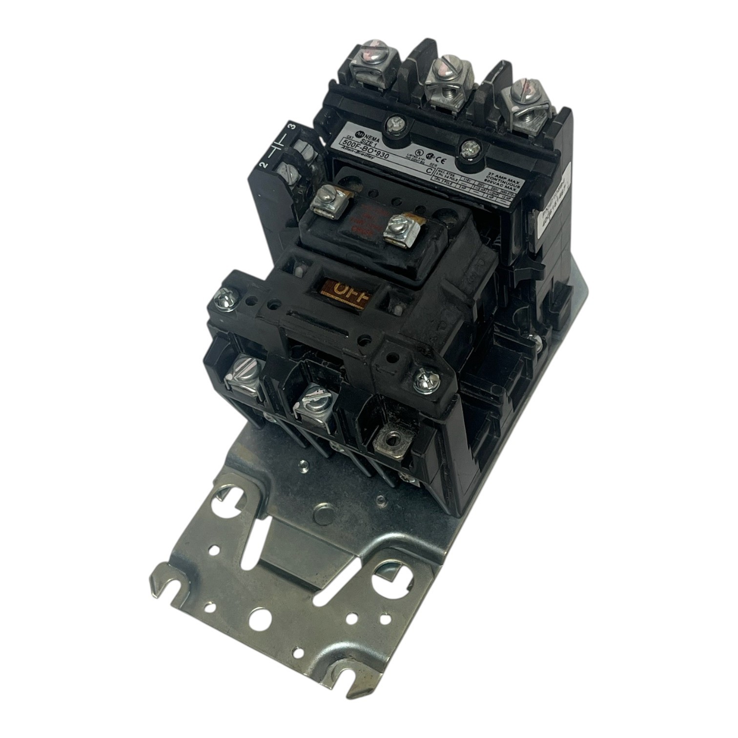 Used Allen-Bradley 500F-BO*930 Series C Top-Wired Reversing Contactor Size 1 120V
