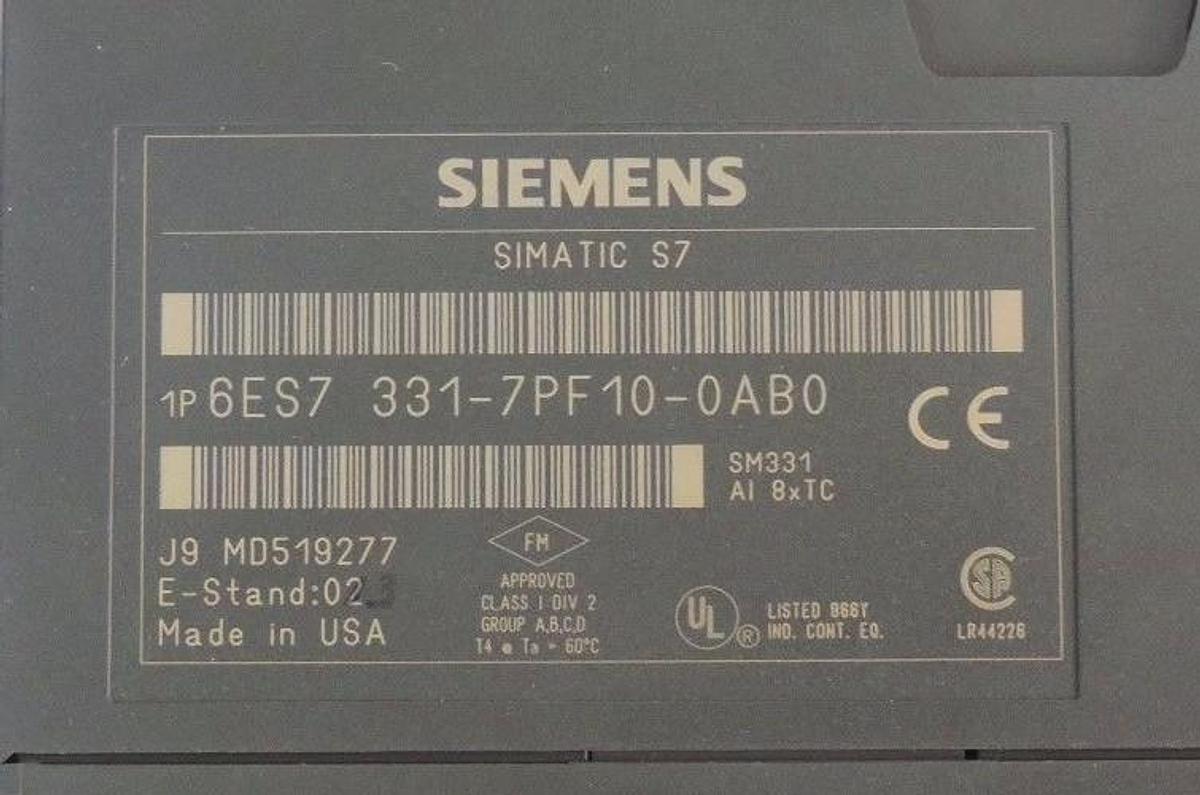 Used SIEMENS 6ES7 331-7PF10-0AB0 SIMATIC S7 ANALOG INPUT MODULE 6ES73317PF100AB0