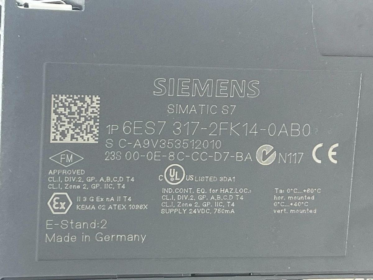 Used SIEMENS 6ES7 317-2FK14-0AB0 SIMATIC S7-300 CPU 317F-2 PN/DP Safety PLC Module