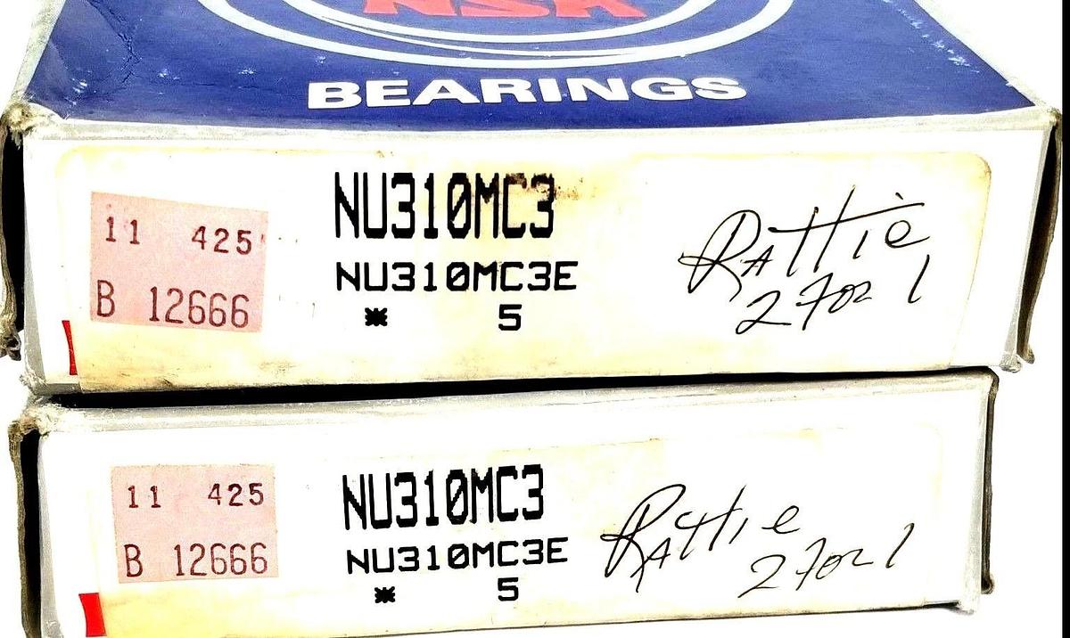 Used LOT OF 2 NIB NSK NU310MC3 CYLINDRICAL ROLLER BEARINGS NU310MC3E