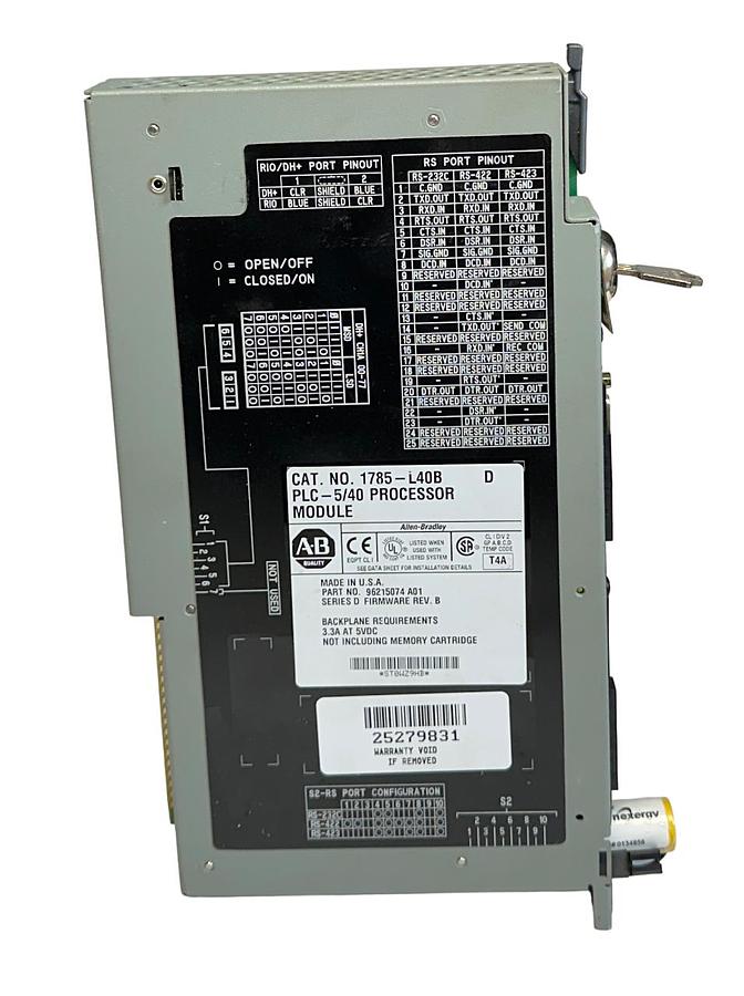 Used ALLEN BRADLEY 1785-L40B /D PLC-5/40 PROCESSOR MODULE PLC 48K WORD SRAM REPAIRED