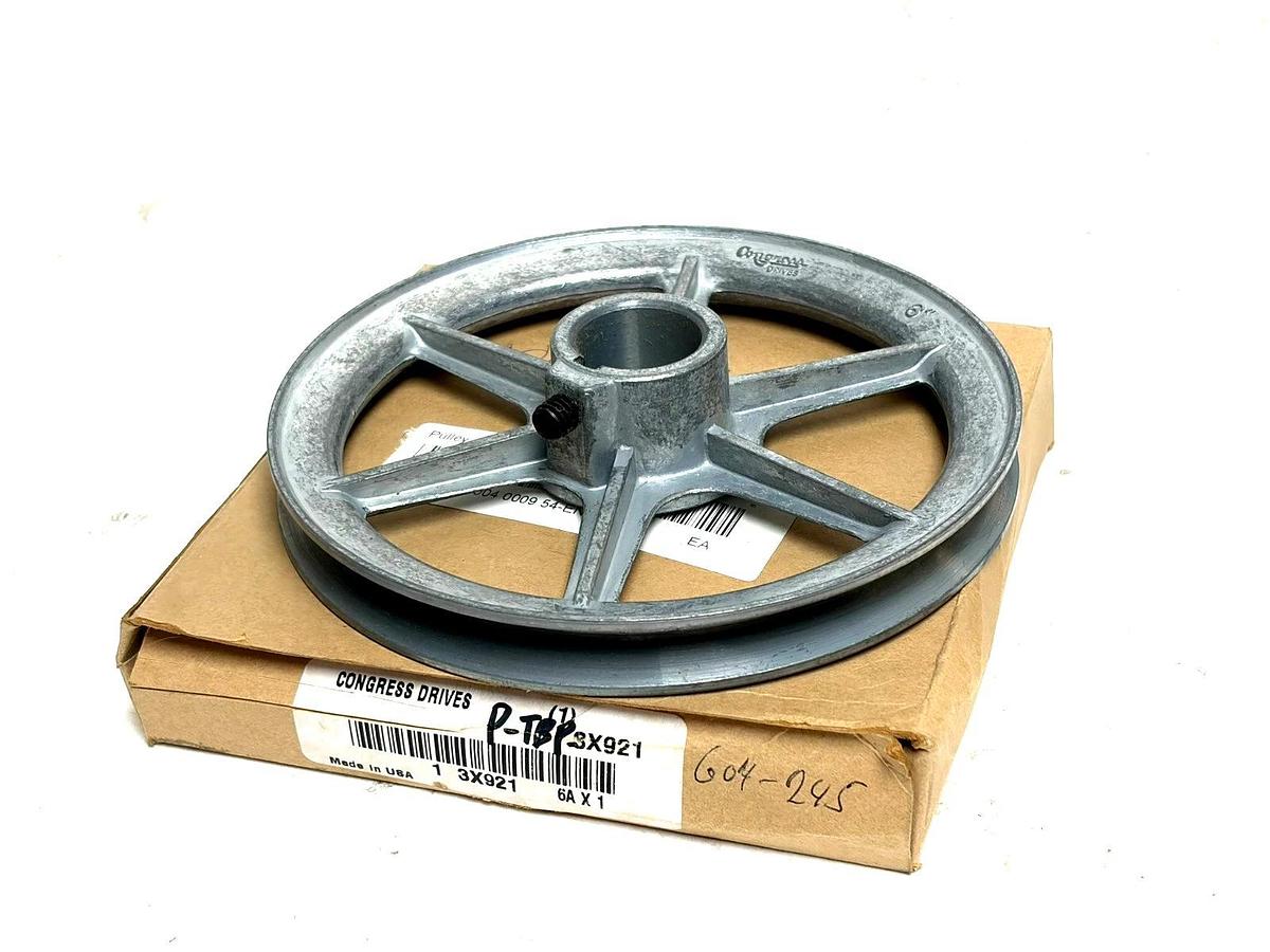 Congress Drives 6" V-Belt Pulley 1" Bore 1:1 Eagle Belt Conveyor 3X921 New