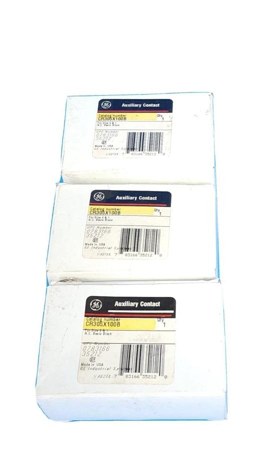 Used LOT OF 3 NEW GENERAL ELECTRIC CR305X100B AUXILIARY CONTACTS FOR SIZE 0 & 1