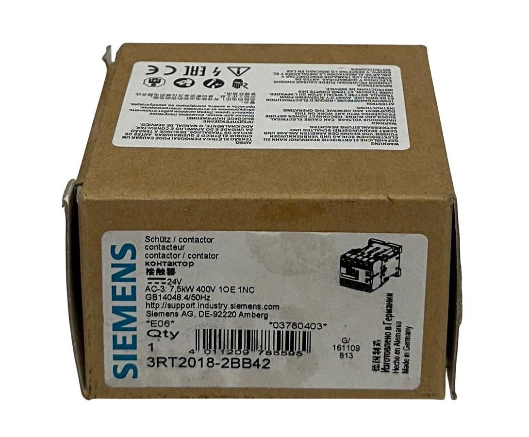 Used SIEMENS 3RT2018-2BB42 / 3RT20182BB42 SIRIUS CONTACTOR 24VDC 1/3PH 3-POLE NSMP