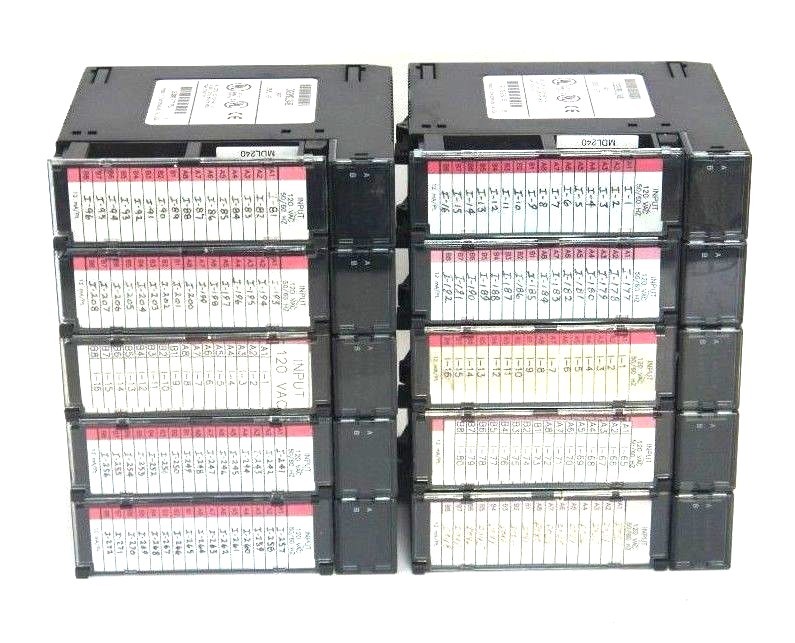 Used LOT OF 10 GE FANUC IC693MDL240E INPUT MODULES 120VAC, 16POINT