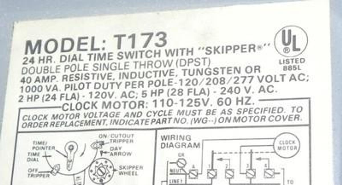 Used INTERMATIC T173 24 HOUR DIAL TIME SWITCH