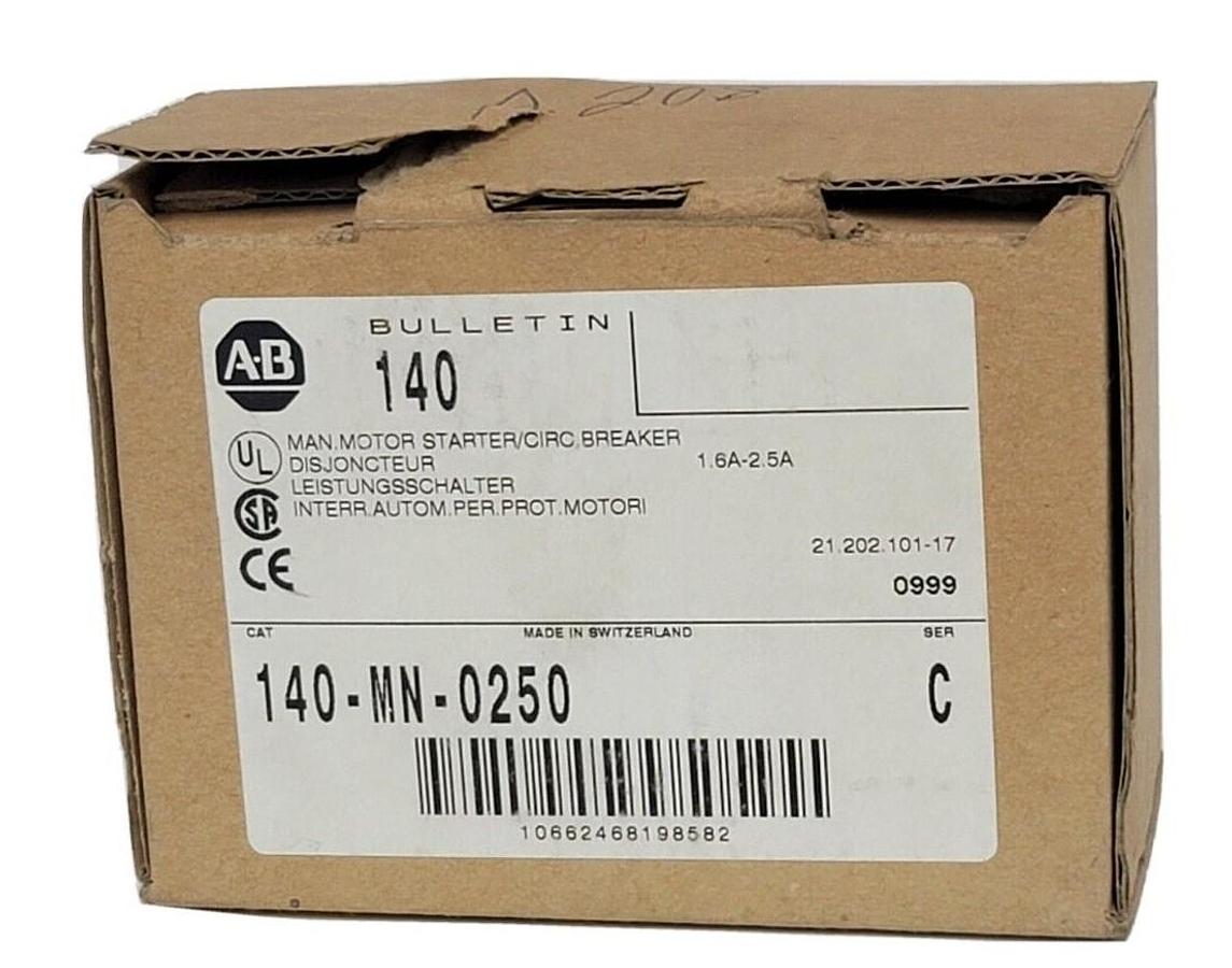 Used NEW ALLEN BRADLEY 140-MN-0250 /C MANUAL STARTER/CIRCUIT BREAKER 140MN0250