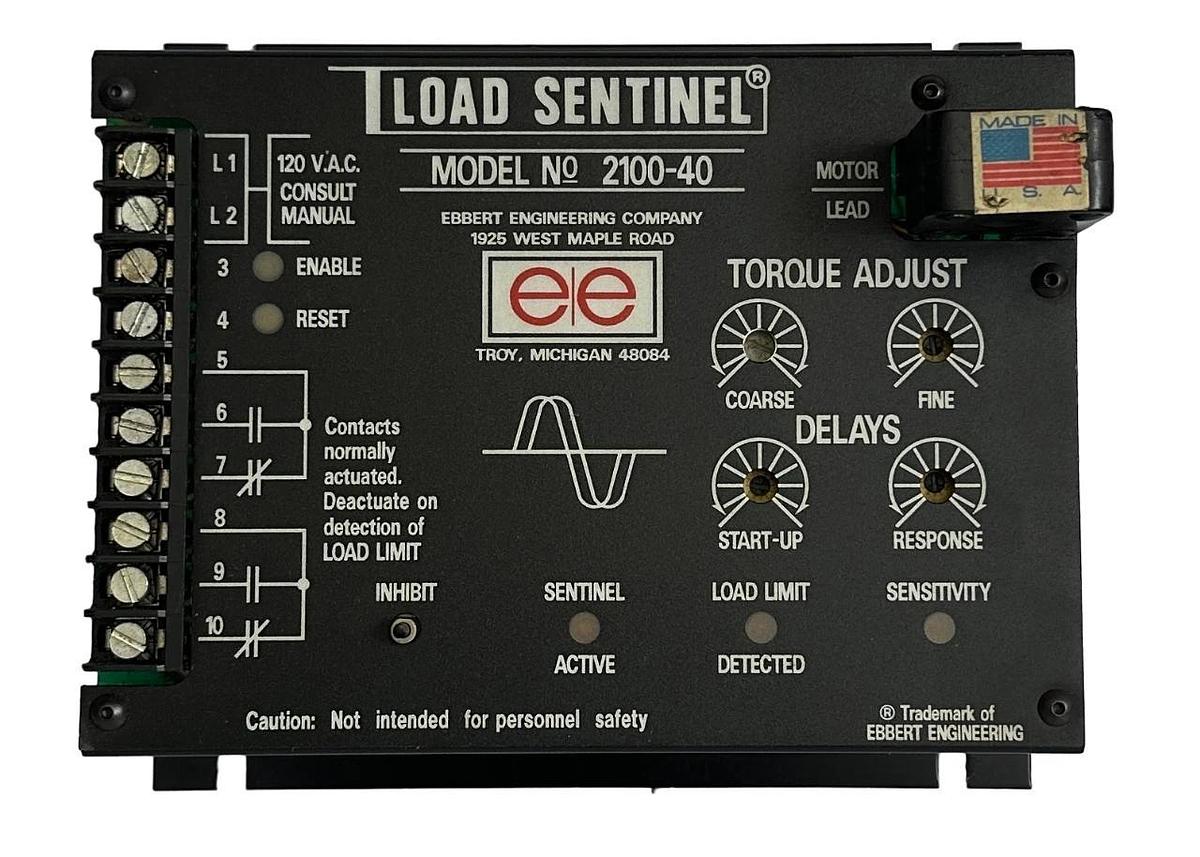 Used EBBERT ENGINEERING MODEL 2100-40 / 210040 LOAD SENTINEL MONITOR MODULE 120VAC