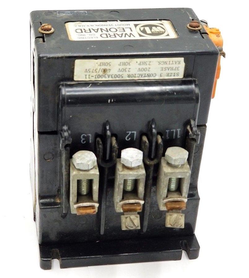 Used WARD LEONARD 5003A3001-11 SIZE 3 CONTACTOR 5003A300111, 3-PHASE
