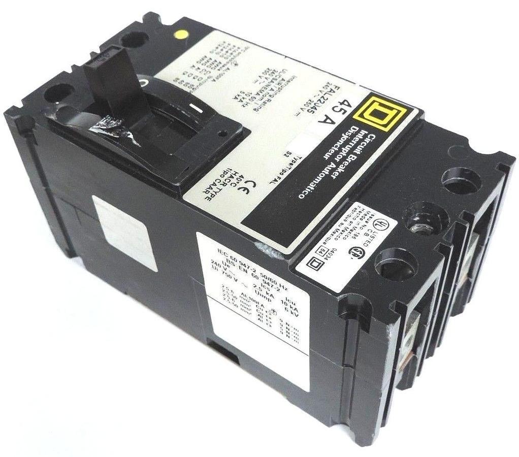Used SQUARE D FAL22045 MOLDED CASE CIRCUIT BREAKER 240V~250V 45A