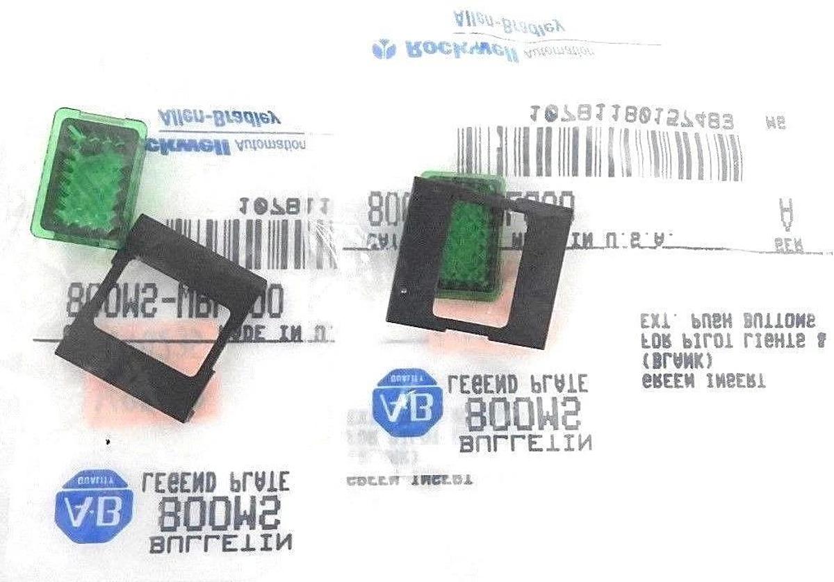 Used LOT OF 4 NEW ALLEN BRADLEY 800MS-WBLG00 GREEN INSERT (BLANK) SER. A