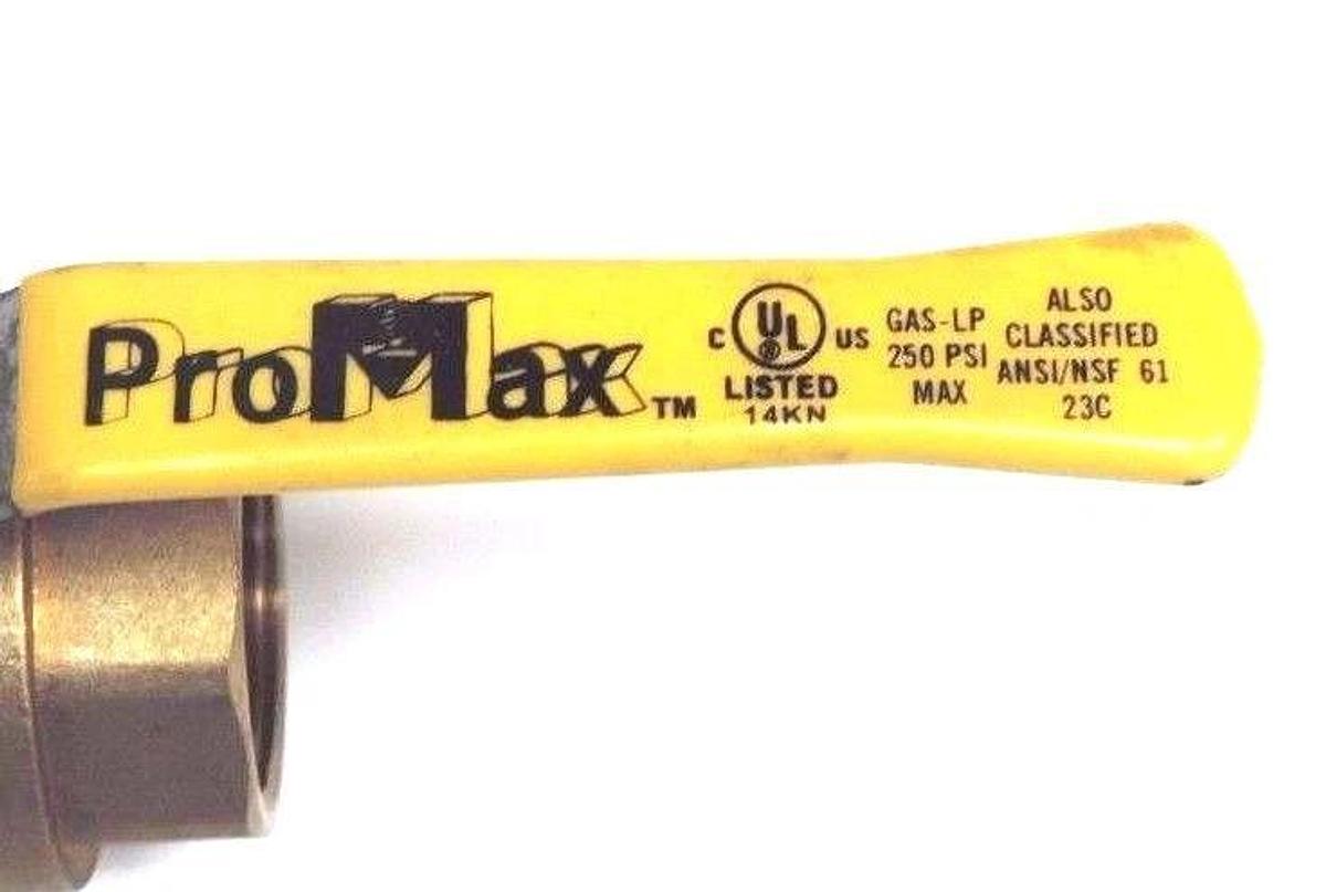 LOT OF 2 NEW PROMAX 1-1/4" BALL VALVES 600 WOG GAS -LP 250PSI MAX ANSI/NSF 61
