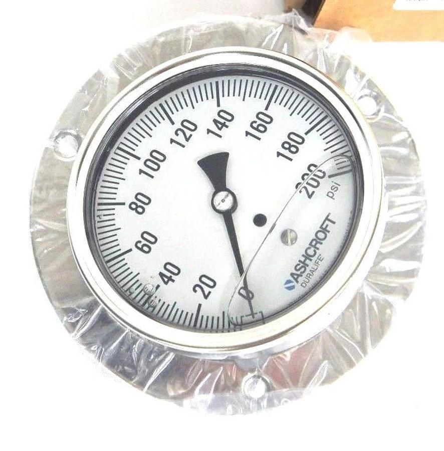 NIB ASHCROFT 35-1009-SWL-02B-200#-XFF GLYCERIN PRESSURE GAUGE 0-200PSI 3 1/2"