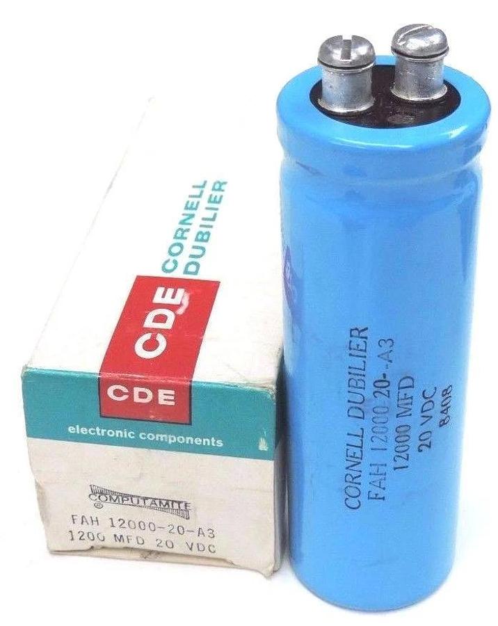 NIB CORNELL DUBILIER COMPUTAMITE FAH12000-20-A3 CAPACITOR FAH1200020A3, 1200 MFD