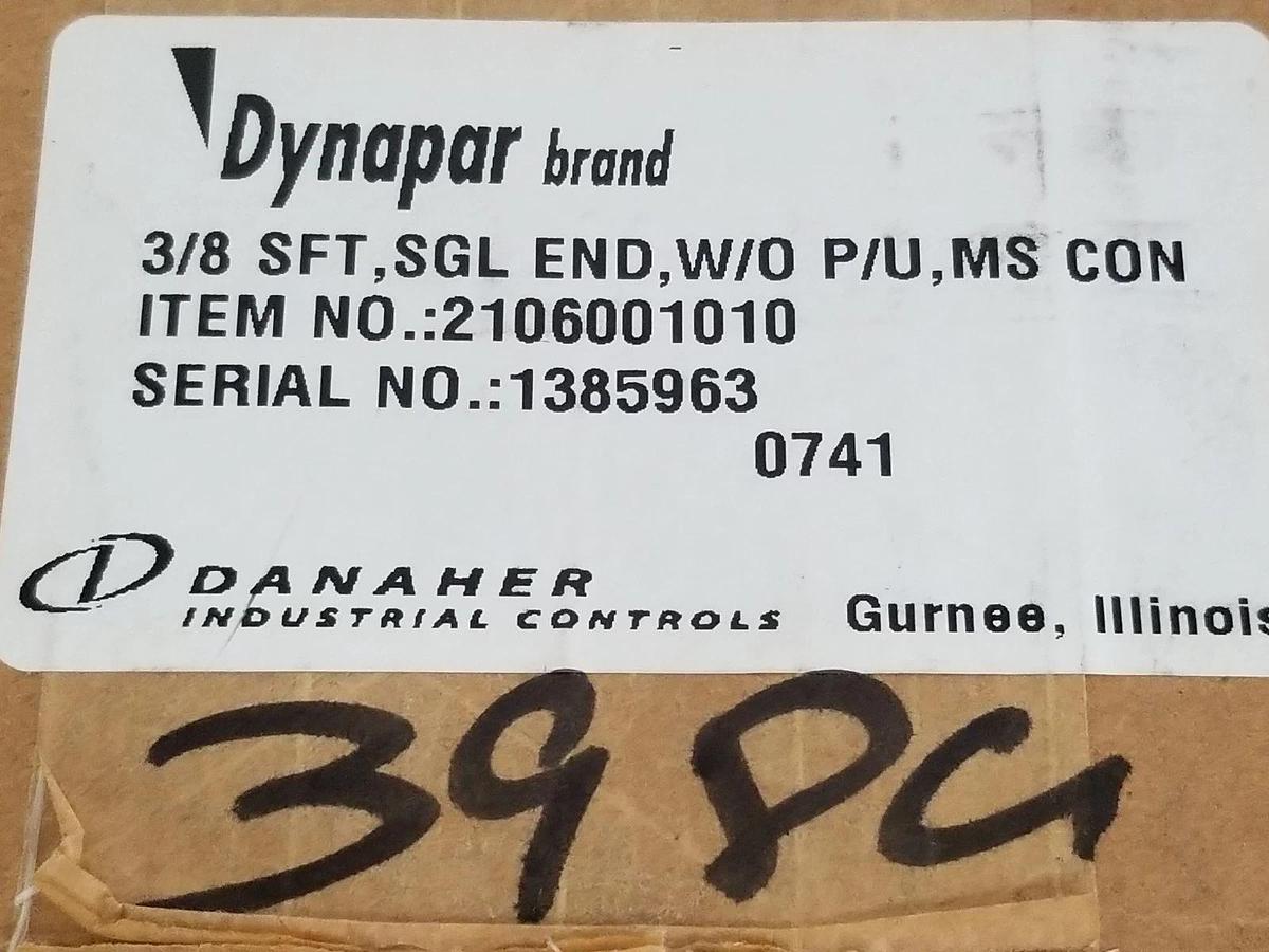 NIB DANAHER DYNAPAR 2106001010 ENCODER 3/8 SFT, SGL END, W/O P/U, MS CON