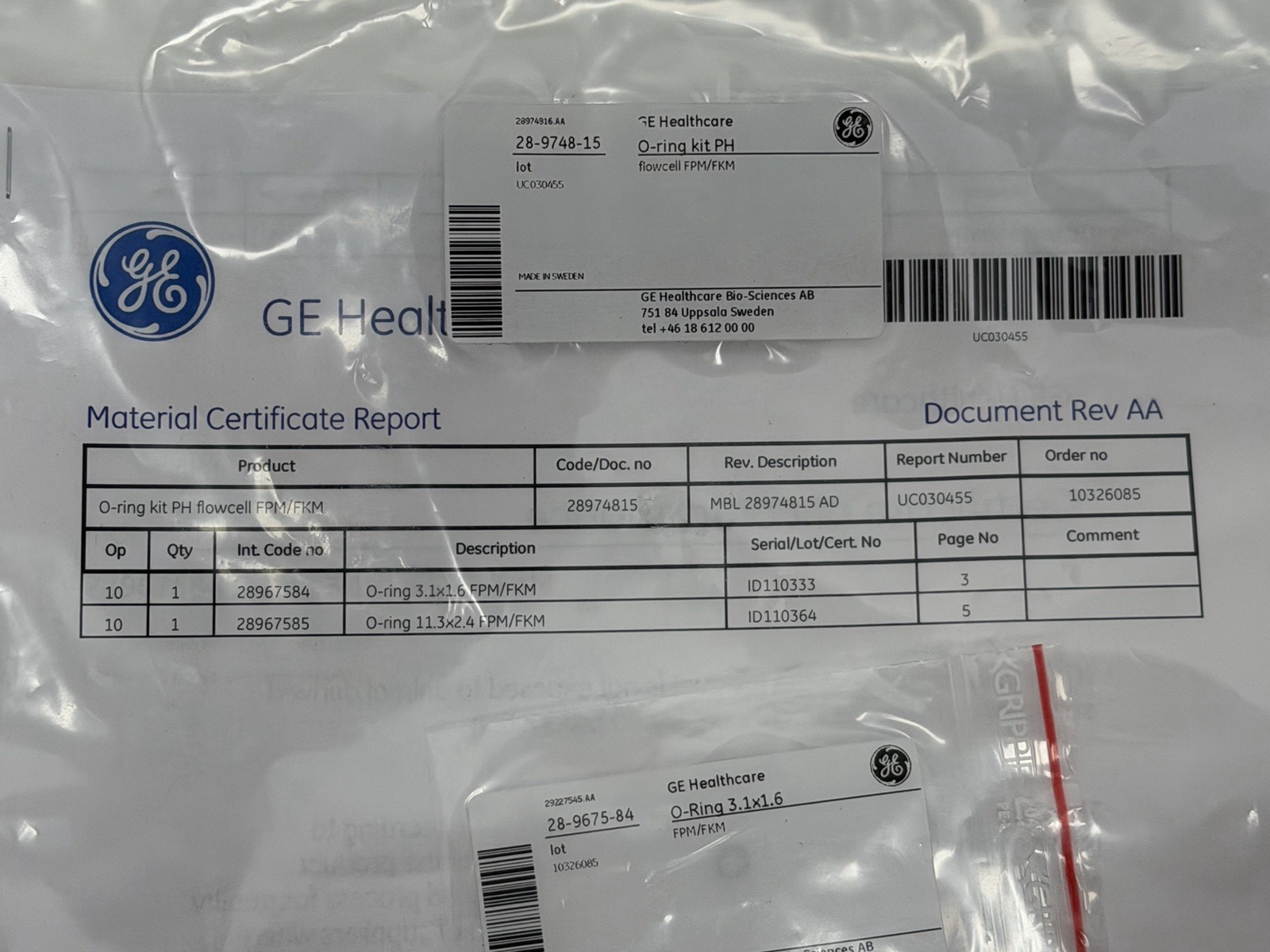 NEW GE HEALTHCARE 28-9748-15 O-RING KIT PH / 28974815