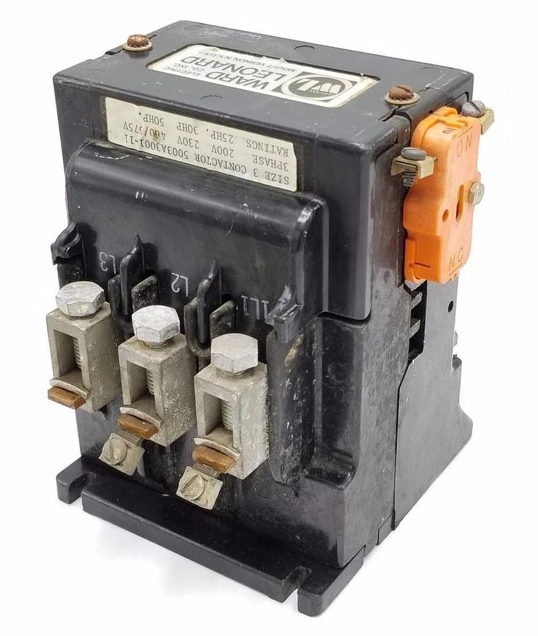 Used WARD LEONARD 5003A3001-11 SIZE 3 CONTACTOR 5003A300111, 3-PHASE