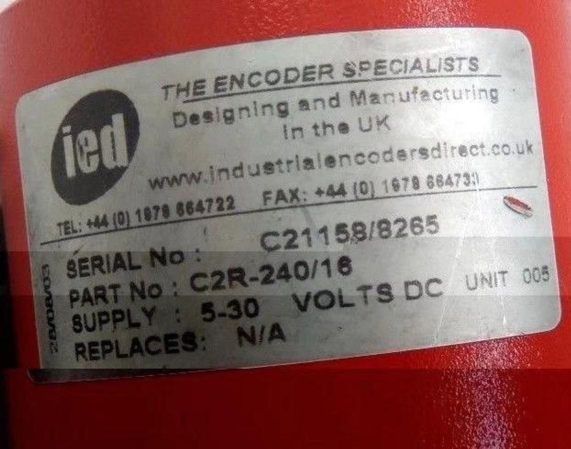 Used IED ENCODER C2R-240/16, SUPPLY: 5-30 VDC W/ MOUNTING FLANGE *FOR PARTS*