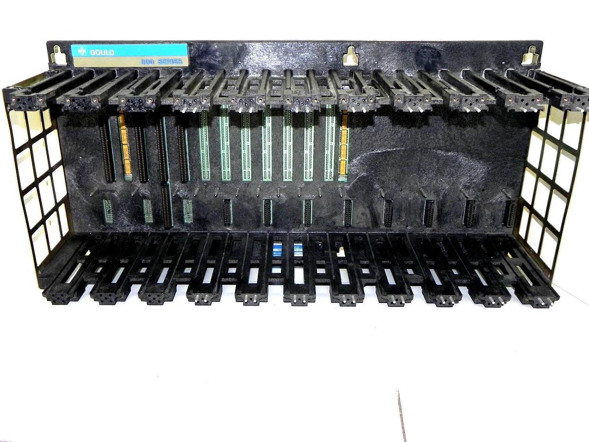 Used GOULD MODICON 800 SERIES AS-H827-103 , 11 PORT RACK ASH827103