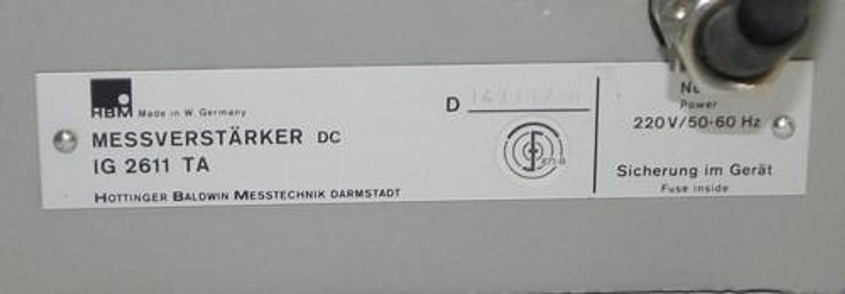 Used HBM MESSVERSTARKER IG 2611 TA CONTROLLER IG2611TA 220V/50-60HZ