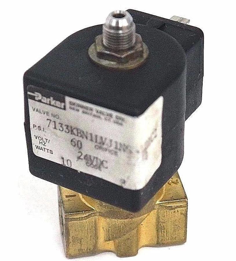 Used PARKER SKINNER 7133KBN1LVJ1N031D1C2 SOLENOID VALVE 60PSI, 24VDC, 10WATTS