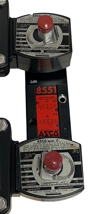 Used ASCO JBEF8551H302MO / 8551B402MO Red-Hat II SOLENOID SPOOL VALVE ASSEMBLY 24VDC