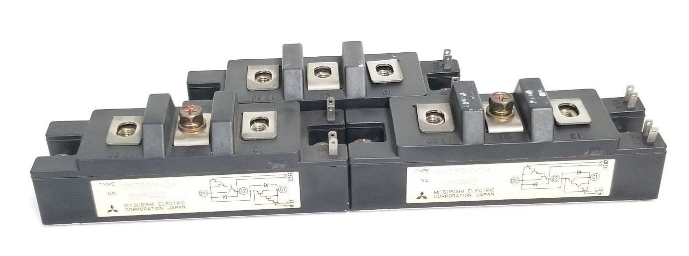 Used LOT OF 3 MITSUBISHI QM75DY-24 TRANSISTOR MODULES 75AMP 1200V, QM75DY24