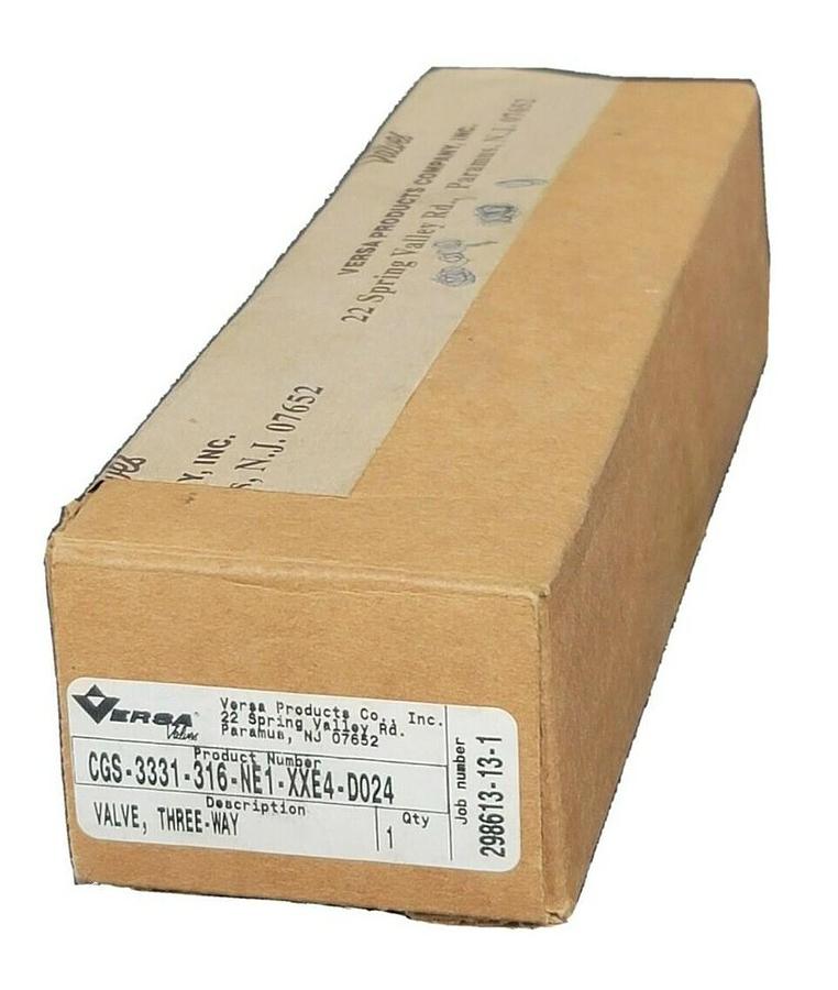 Used NIB VERSA VALVES CGS-3331-316-NE1-XXE4-D024 THREE-WAY VALVE 24VDC