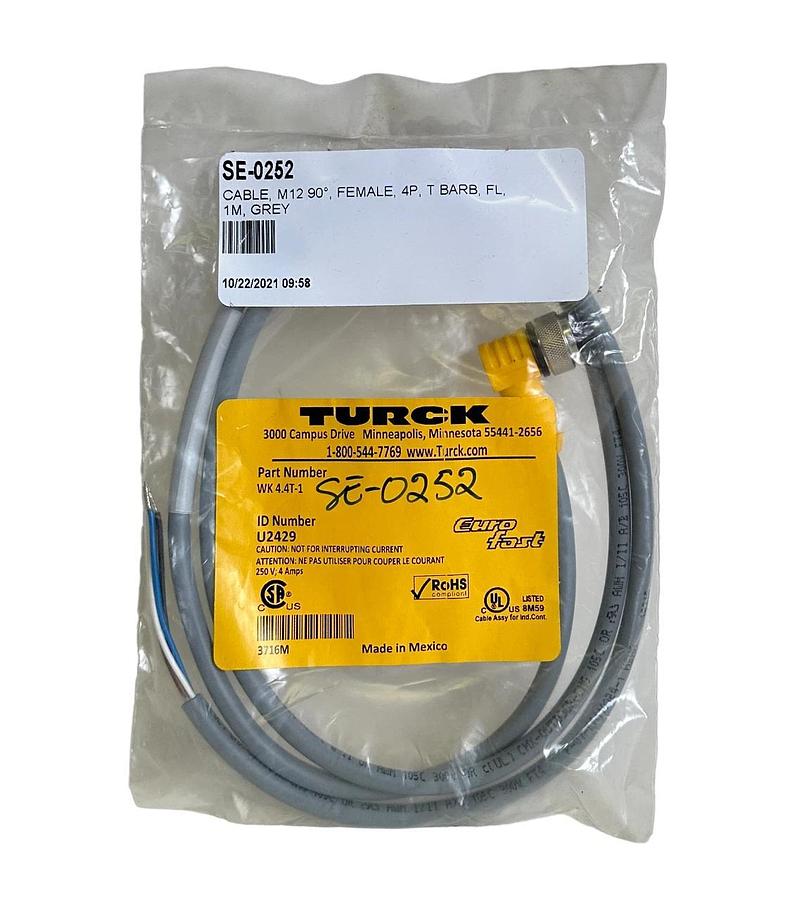 Used NEW TURCK WK 4.4T-1 / WK44T1 M12 EURO CORDSET 1M SINGLE-ENDED U2429