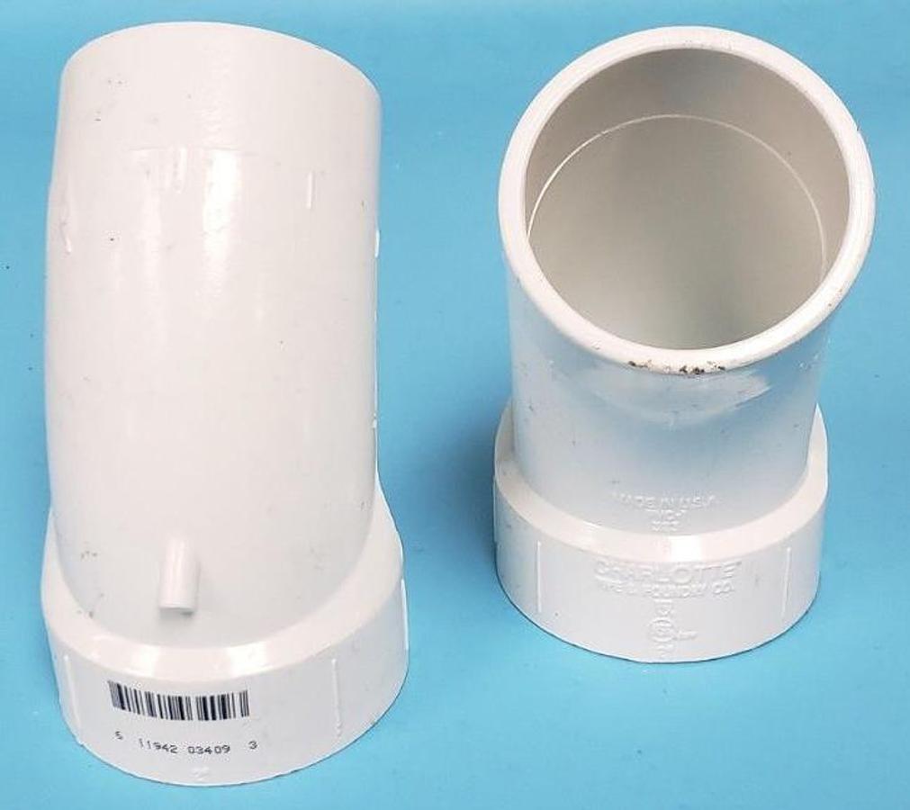 Used LOT OF 2 CHARLOTTE PVC-1 323 2" ELBOW PIPE FITTINGS 611942034093