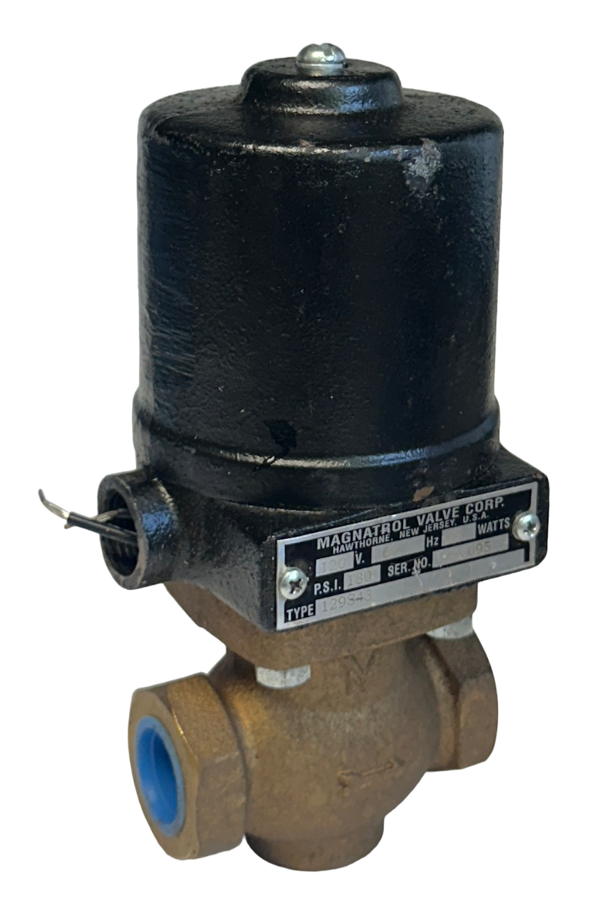 Used MAGNATROL VALVE CORP 129S43 STEAM SOLENOID VALVE 120V 60Hz 65W 180PSI NSNP