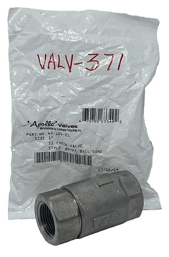 Apollo 62-105-01 Stainless Steel Ball Cone Check Valve 1" FNPT 400 PSI CWP