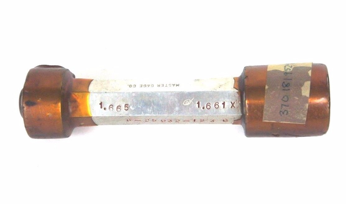 Used MASTER GAGE CO. G-25932-123C PLUG GAGE 1.665 - 1.661X, G25932123C