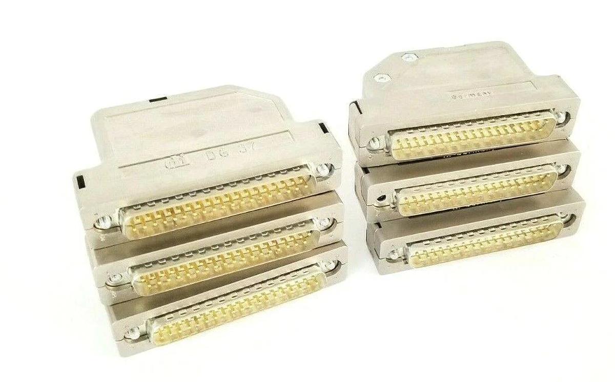 Used LOT OF 6 DI/TE CONNECTIVITY DG-37 D-SUB CONNECTORS 37-PIN MALE DG37
