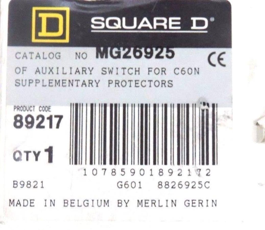 Used NIB SQUARE D MG26925 AUXILIARY SWITCH FOR C60N 3AMP 12-277VAC 12-125VDC
