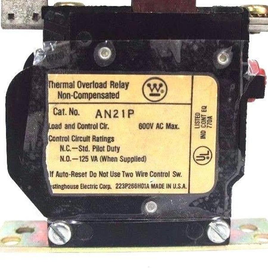 Used WESTINGHOUSE AN21P THERMAL OVERLOAD RELAY NON-COMPENSATED 600V AC MAX - LOT OF 4