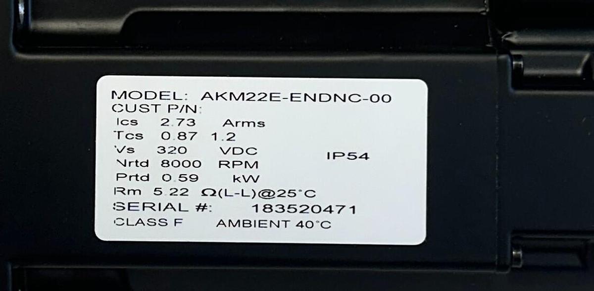 Used KOLLMORGEN AKM22E-ENDNC-00 AKM SERIES SERVO MOTOR AKM22EENDNC00 0.59kW NSMP
