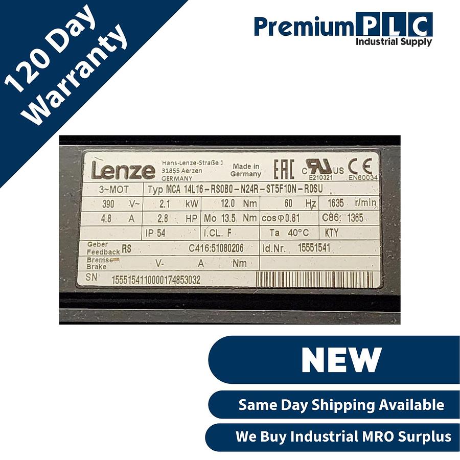 Used NEW LENZE MCA 14L16-RS0B0-N24R-ST5F10N-R0SU 3P MCA SERVO MOTOR ID. NR. 15551541