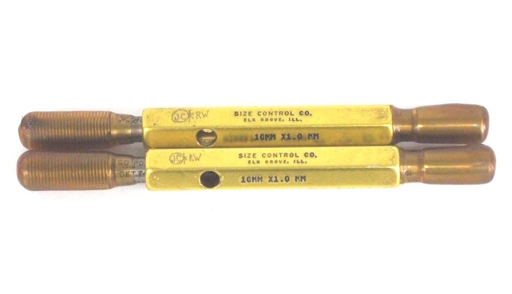 Used LOT OF 2 SIZE CONTROL CO. 10MM X 1.0MM THREAD GAGES
