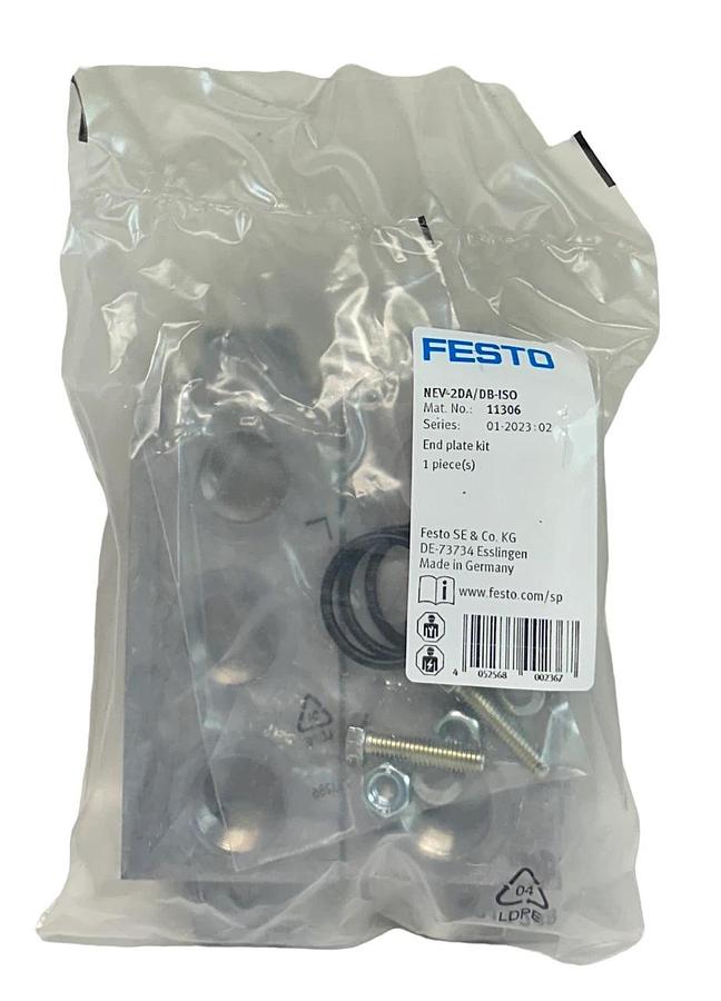 Used NEW SEALED FESTO NEV-2DA/DB-ISO / 11306 ALUMINUM END PLATE KIT G1/2 NSFS